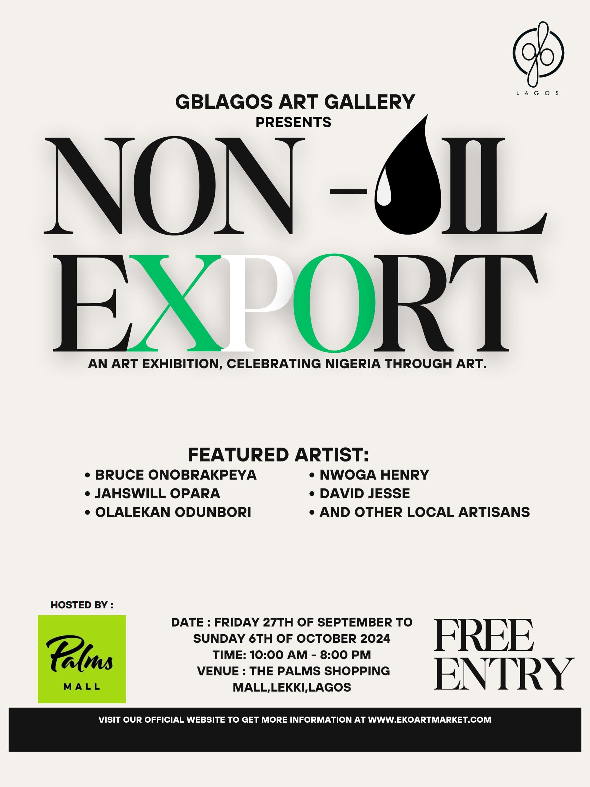 Non-Oil Export: Celebrating Nigeria Through Art Curated by GBLagos and Hosted by The Palms Shopping Mall.