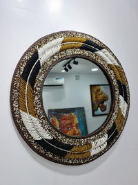 Black/White/Gold Track Beaded Mirror