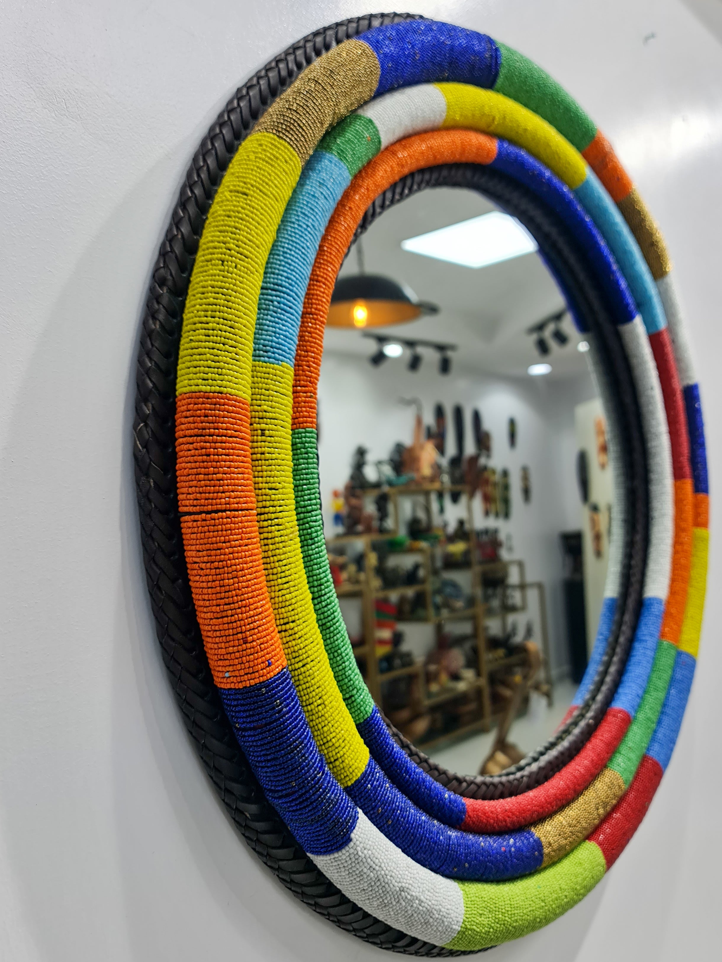 Multicolored Tube Beaded Mirror