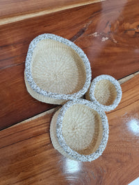 Beige Beaded Rim Basket Set