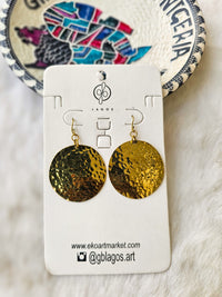 Hammered Dish Brass Earrings